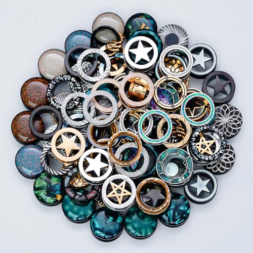 COOEAR Screw Fit Ear Gauges Flesh Plugs, 10 Pairs Random Styles Plugs Tunnels, Stainless/Glass/Stone/Acrylic Ear Piercing Stretchers Expander. - color: MH5, size: 25 mm