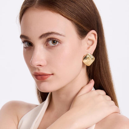 Gold Chunky Statement Earrings for Women, Trendy 14K Gold Plated Square Geometric Vintage Drop Dangle Designer Stud Earrings, Jewelry Gift - style: square-gold
