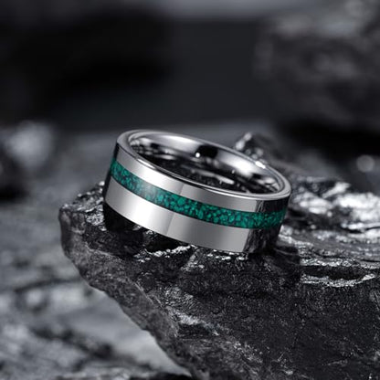 King Will Wood Wedding Band Wood Inlay for Men - color: Gunmetal-8mm