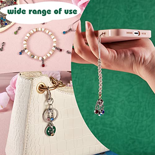 48 Pcs Birthstone Charms Bulk Crystal Dangle Charms Pendants with Rhinestones Lobster Claw Clasps for Jewelry Necklace Bracelet Making
