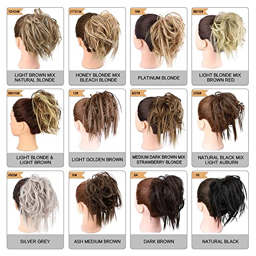 HMD Tousled Updo Messy Bun Hair Piece for Women Curly Hair Bun | Synthetic Messy Hair Bun Scrunchies Tousled Updos Ponytail Hairpieces for Daily Wear - color: Dark Wine