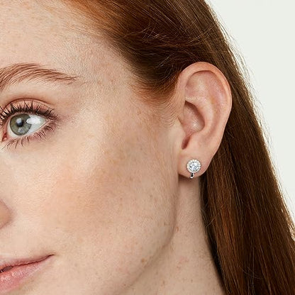 Clip on Earrings Women, 14K Gold Hoop Clip-On Earrings for Women, Hypoallergenic Non Pierced Croissant Earrings - color: Gold Cubic Zirconia