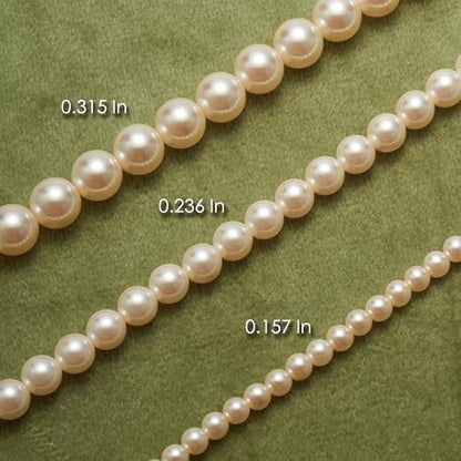 Pearl Necklace for Women, Round White Pearl Choker Necklace | Selected Pearls, Classic Style, Adjustable Extender, Elegant Gift Box