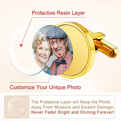 Custom4U Custom Photo Cufflinks for Men Father of the Bride Gifts - color: A-Photo-Gold