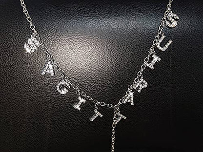 Women Sexy Rhinestone Waist Body Chain Crytal Sexy Letter Pendant Belly Waist Chain T-string Thong Body Jewelry - color: Sagittarius Letter