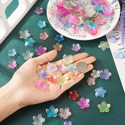 360 pcs Acrylic Flower Bead 5-Petal Floral Bead End Caps Mini Cherry Blossom Spacer Beads Caps for DIY Crafts Bracelet Necklace Earrings Jewelry Making - color: Cherry Blossom Flower,Mixed Color
