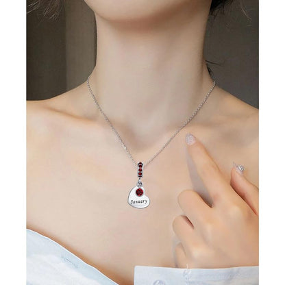 NARTGO January-December Birthstone Birthday Charm Heart Dangle Beads Jewelry Gift for Women Compatible with Pandora Bracelets & Necklaces - style: January Birthstone