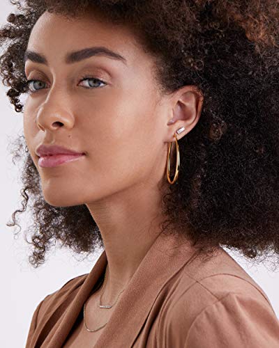 Milla Oval Hoop Earrings for Women | Elegant Polished 14K Gold, Rose Gold or Silver Plated Hoops with Secure Latch Closure, Hypoallergenic & Lightweight - color: 14K Gold Plated / 1.8 in - SMALL