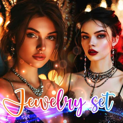 Unicra Silver Rhinestone Bridal Wedding Jewelry Set Crystal Necklace Earrings Sets Formal Prom Costume Jewelry Sets for Women and Brides - color: Black