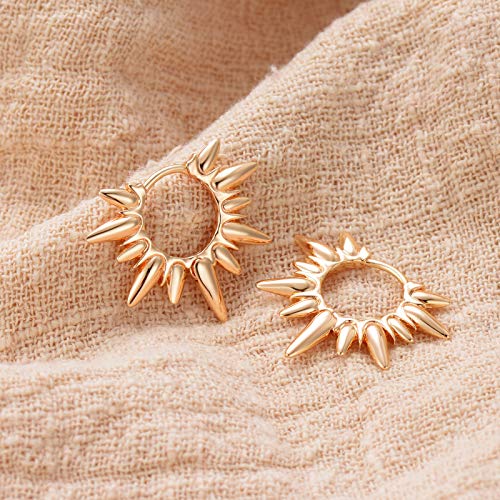 LOYATA Gold Huggie Hoop Earrings 14K Gold Plated Dainty Small Simple Hypoallergenic Jewelry Gift for Women - style: Spike