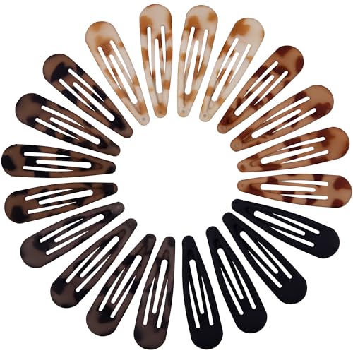 Small Hair Barrettes For Women No Slip Metal Snap Clips For Thin And Fine Hair,Matte Black Tortoiseshell,20 PCS,1.97 x 0.5 Inch. - color: Matte Black Tortoiseshell