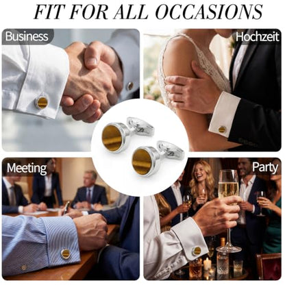 Cufflinks for Men, Stainless Steel Tuxedo Cuff Links Classic | Stainless Steel, 0.5 inch Lead-Free and Nickel-Free, groom Wedding Business Party, Gift for boyfriend Husband father - color: Yellow