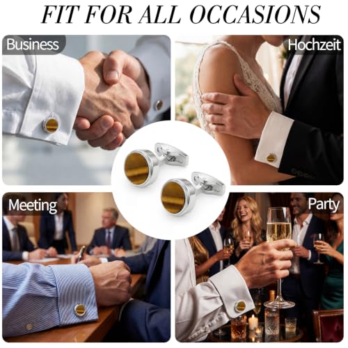 Cufflinks for Men, Stainless Steel Tuxedo Cuff Links Classic | Stainless Steel, 0.5 inch Lead-Free and Nickel-Free, groom Wedding Business Party, Gift for boyfriend Husband father - color: Yellow