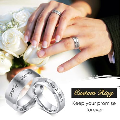 VNOX Customize Personalized 6MM/8MM Tungsten Carbide/Stainless Steel Simple Matte Brushed Finish Wedding Band Engagement Rings for Men Women,Size 5-14 - color: Silver-6mm-stainless-steel