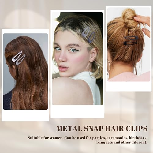 Small Hair Barrettes For Women No Slip Metal Snap Clips For Thin And Fine Hair,Matte Black Gray White,20 PCS,1.97 x 0.5 Inch. - color: Matte Black Gray White