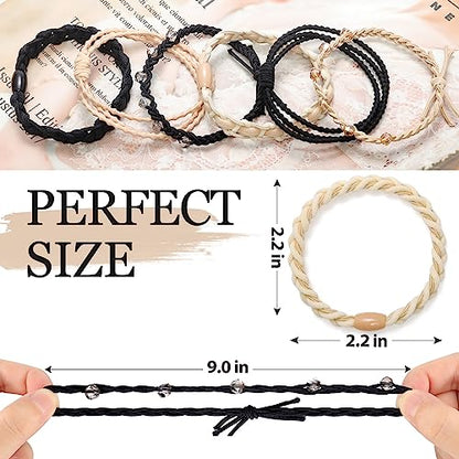 KANPRINCESS Boho Hair Tie Bracelets - Elastic Bands for Women's Ponytails, Daily Life, Sports, and Work (20pcs) - color: Set6