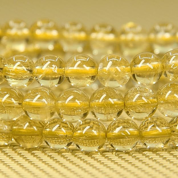 Angelstones Gemstones 6mm Round Beads Healing Crystal Bracelet for women | Natural Gemstone, Handmade Gifts for Women, Healing Crystal Round Beaded Stretch Bracelets, Unisex Jewelry for Women and Men - color: Citrine