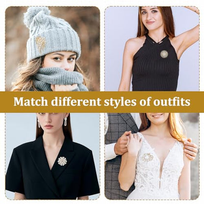 4pcs Brooches and Pins for Women, Flower Brooch, Crystal Pearl Brooch, for Women Fashion Accessories - style: butterfly