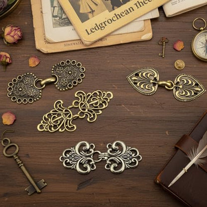 Molain 4Pcs Vintage Sweater Swirl Clip, Cape Cloak Clasps Retro Cardigan Shawl Collar Clips Dress Shirt Brooch Button Clip for Women(Bronze)