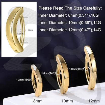 ZS 14G Clicker Belly Button Rings for Women, 925 Sterling Silver Belly Barbell Piercing Gold Reverse Curved Navel Barbell Body Jewelry - color: Gold,Inner diameter:8mm