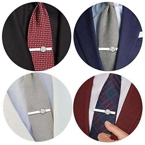 AMITER 26 Letters Tie Clip and Cufflinks for Men, Initial Tie Bar & Cuff Links Set Necktie Clip for Business, Wedding, Anniversary - color: M (tie clip)