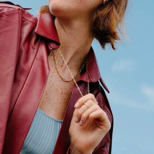 14K Gold Plated Dainty Paperclip Link Chain Necklace Bracelet Set for Women - style: 16" Rose Gold Necklace + 7" Bracelet Set
