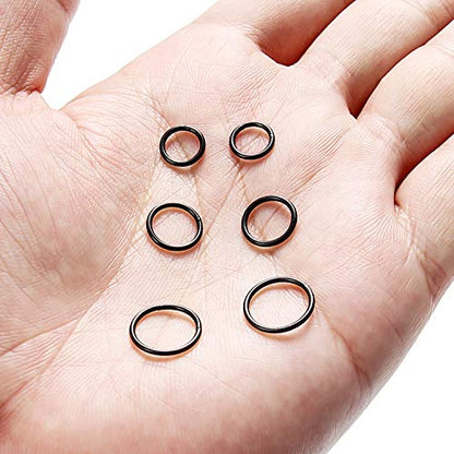 SCERRING 18G Stainless Steel Hinged Clicker Segment Septum Nose Lip Ring Hoop Cartilage Tragus Sleeper Earrings Body Piercing Jewelry 6mm 8mm 10mm 6PCS - color: 3 Pairs - Black