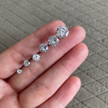 925 Sterling Silver Earrings, Cubic Zirconia Stud Earrings, Diamond Stud Earrings for Women - color: Silver-3mm,4mm,5mm,6mm,7mm