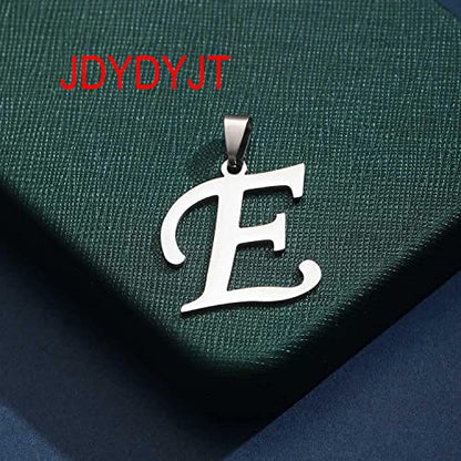 Stainless Steel Initial Letter Connector Charms Alphabet Pendant Diy Craft for Jewelry Making Necklaces Bracelets Keychain - color: Stainless Steel E