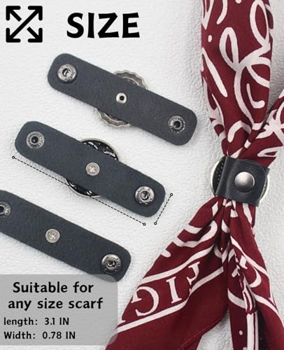 PEARLY JUN 4Pcs Western Bandana Scarf Ring Neckerchief Slide Buckle for Men Women Silk Scarves Cowboy Accessories - color: Silver C