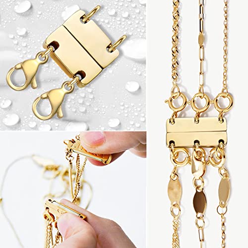Dailyacc Layering Magnetic Necklace Clasp,18 K Gold and Silver Separator for Stackable Necklaces - color: 2PCS - 2 Gold 2 Silver