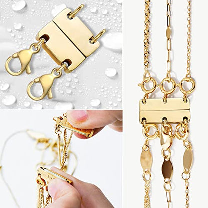Dailyacc Layering Magnetic Necklace Clasp,18 K Gold and Silver Separator for Stackable Necklaces - color: 2PCS - 2 Gold 2 Silver