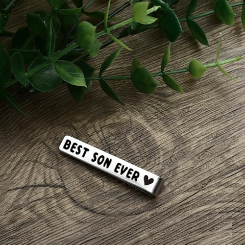 Bicfuiot Father's Day Christmas Birthday Valentines Graduation Gifts for Boyfriend Dad Uncle Grandpa Husband Son,Tie Clips - style: Son