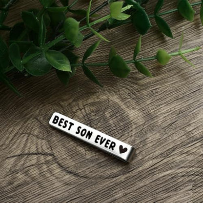 Bicfuiot Father's Day Christmas Birthday Valentines Graduation Gifts for Boyfriend Dad Uncle Grandpa Husband Son,Tie Clips - style: Son