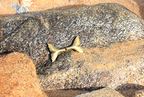 bezelry 3 Pairs Whale Tail Cape or Cloak Clasp Fasteners. 62mm x 35mm Fastened. Sew On Hooks and Eyes Cardigan Clip (Antique Brass) - color: Antique Brass