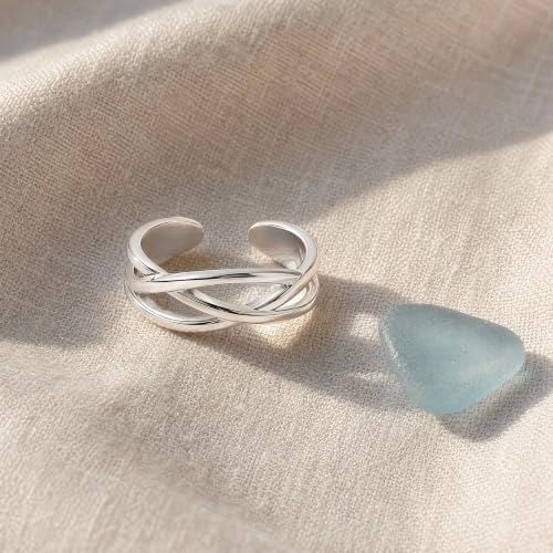 Silver Toe Rings Adjustable Open Cuff Toe Ring Set for Women Vintage Knot Band Non Tarnish Toe Jewelry for Toes Women and Men Adjustable Foot Rings