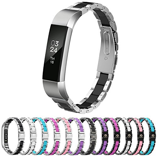 Compatible with Alta Bands Metal, Special Edition Replacement for Alta HR Stainless Steel Bands Adjustable Accessory Wristband Small Large for Alta Bracelet Women Men - color: A2-Silver-Black
