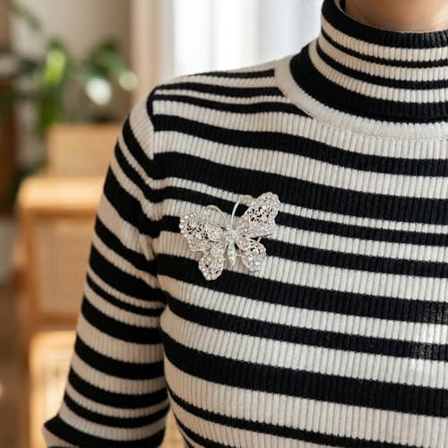 Sparkling Butterfly Brooch Pin for Women, Elegant Butterfly Lapel Pins,Rhinestone Animal Shape Brooch,Crystal Insect Lapel Pin,Dress Accessories Jewelry Gift for Women Daily Decoration