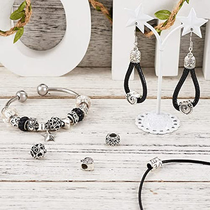Craftdady 72pcs Tibetan European Large Hole Beads Antique Silver Heart Column Rondelle Loose Spacer Metal Beads Macrame Beads Charms 7.5~11mm for Snake Chains Bracelet Jewelry Making - color: Antique Silver-18 Style