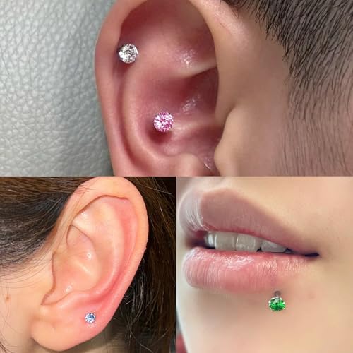Vsnnsns 16G Lip Rings Stainless Steel Tragus Helix Conch Piercing Jewelry Snake Bite Piercing Monroe Lip Rings Labret Medusa Cartilage Lobe Earrings Studs Piercing Jewelry 6MM 8MM 10MM Silver - color: Mix Color Cz-8MM