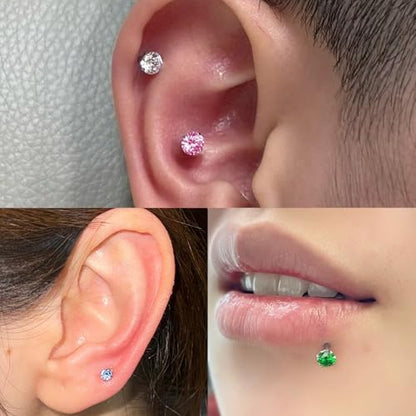 Vsnnsns 16G Lip Rings Stainless Steel Tragus Helix Conch Piercing Jewelry Snake Bite Piercing Monroe Lip Rings Labret Medusa Cartilage Lobe Earrings Studs Piercing Jewelry 6MM 8MM 10MM Silver - color: Mix Color Cz-6MM