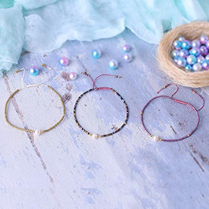 KELITCH 3 PCS Natural Pearls Bracelets Women Strand Thin Rope Friendship Bracelets Handmade Stack Charm Bracelets - color: 02P