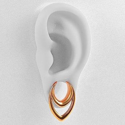 DOEARKO 2PCS Fashion Round Spiral Saddle 316 Stainless Steel Ear Tunnels Plugs Stretcher Gauges For Ear lobe Expander Piercing Body Jewelry - color: #1 Gold, size: 10mm(00G)