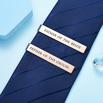 Father of the Bride and Groom Gifts - Wedding Tie Clips for Groomsmen From the Bride - Stainless Steel Tie Bars - color: Set of 2 Rose Gold