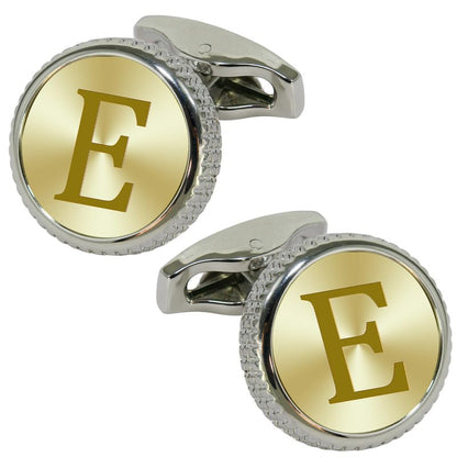 Mens Classic Stainless Steel Initial Cufflinks 26 Alphabet Letter Cufflinks Business Wedding Anniversary Birthday Tuxedo Studs Shirts A-Z (E)