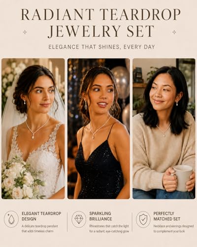STONEFANS Gold/Silver Jewelry Sets for Women - Dainty Silver Rhinestone Necklace Earring Set Crystal Wedding Jewelry Sets for Brides Prom Accessories Bridesmaid Gifts - color: Gold