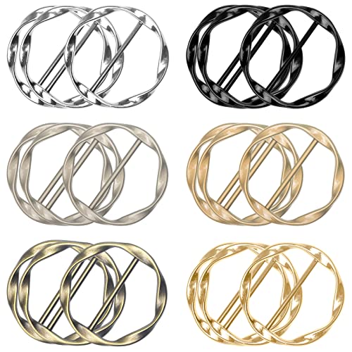 18Pcs Shirt Ties Clips for Women Silk Scarf Ring Clip T-Shirt Buckle Ring Clip Metal Round Circle Clip Clothes Clip - color: 6-colors