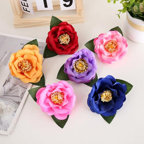 ALIMITOPIA Flower Hair Clip Fabric Artificial Camellia Flower Hairpin Barrette Brooch Headdress Bobby Pins Headwear Hair Accessories for wedding Party supplies(Camellia Style;5.1 inches;6pcs)