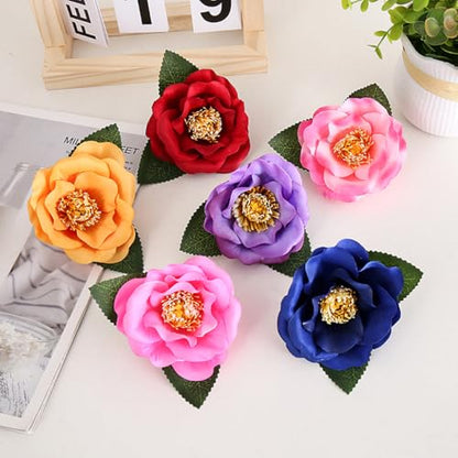 ALIMITOPIA Flower Hair Clip Fabric Artificial Camellia Flower Hairpin Barrette Brooch Headdress Bobby Pins Headwear Hair Accessories for wedding Party supplies(Camellia Style;5.1 inches;6pcs)