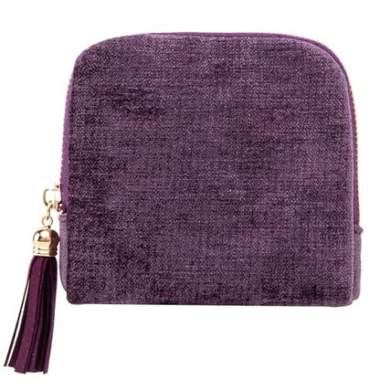 Women's Coin Purses Velvet Mini Travel Jewelry Case Bag with Tassel - color: A-Dark Purple